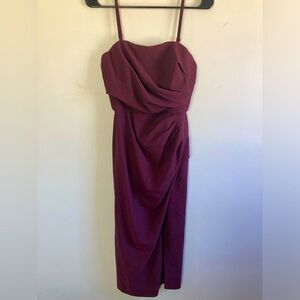 NWOT Dress the Population Maroon Faux Wrap Dress